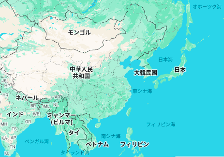 中国と日本の地図